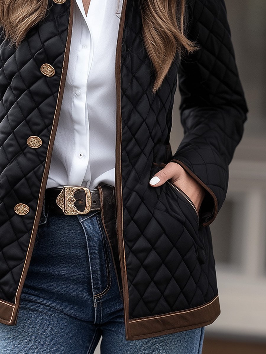Casual Fashion Lapel Quilted Zippered Padded Jacket Casual Fashion Lapel Quilted Zippered Padded Jacket