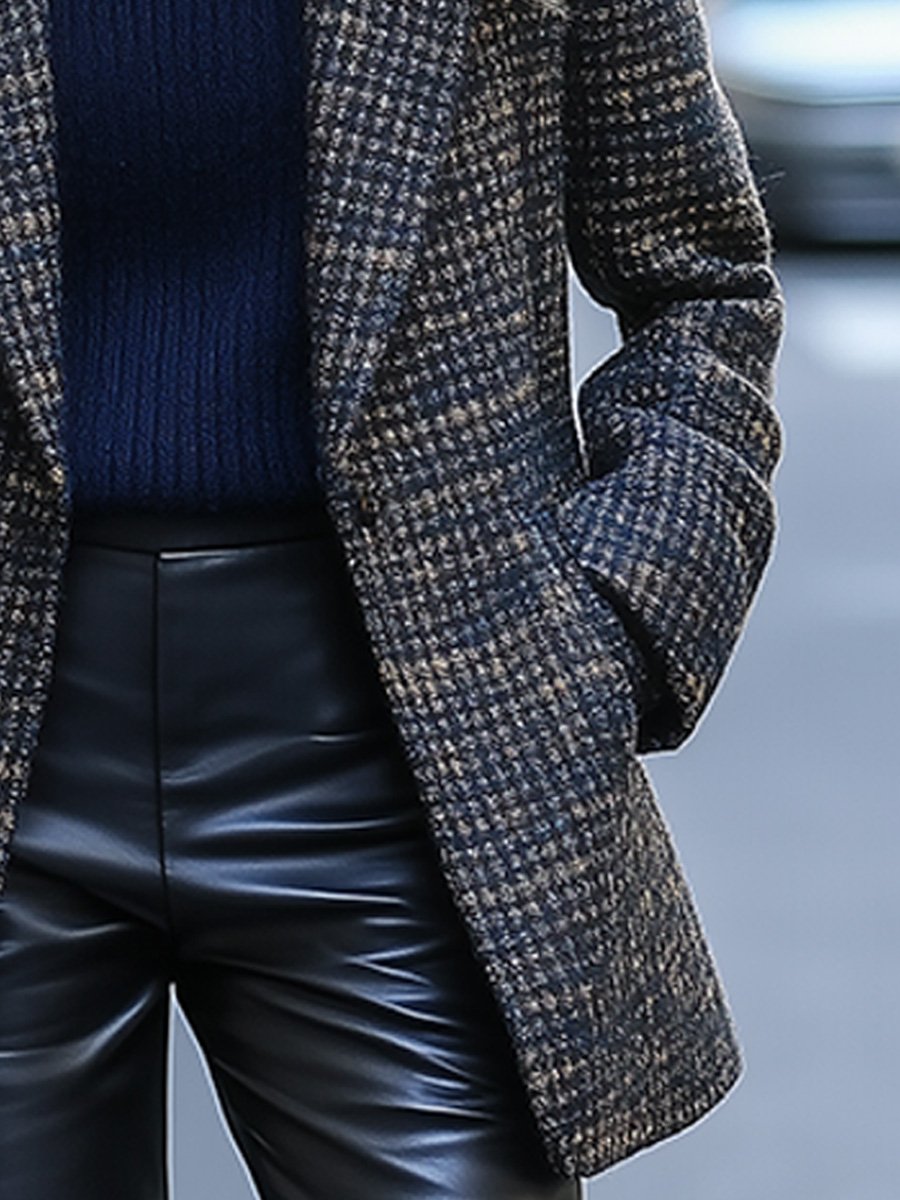 (ship in 24hrs)Women's Vintage Lapel Tweed Jacket